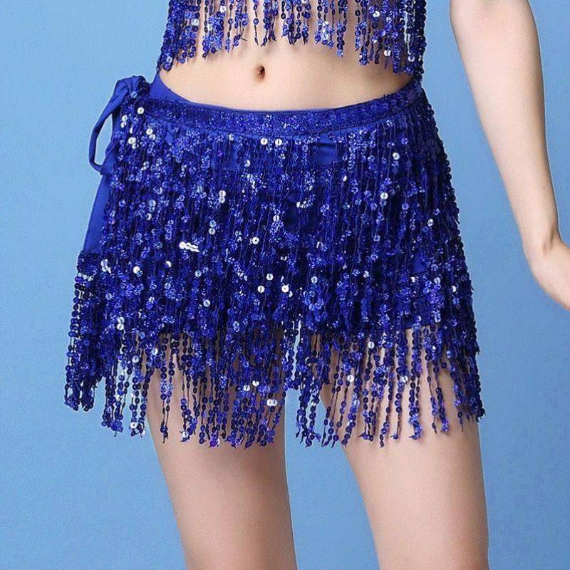 Belly dance hip scarf adult bosimian hip skirt decorative short skirt dance skirt Indian dance performances streaming waist chain