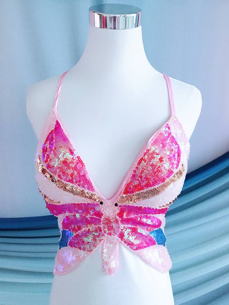 Belly Dance Driven Driven Dress Indian Dance French Sequenant Butterfly Straight Back Body Breitting Dj Women's Group Hot Girl