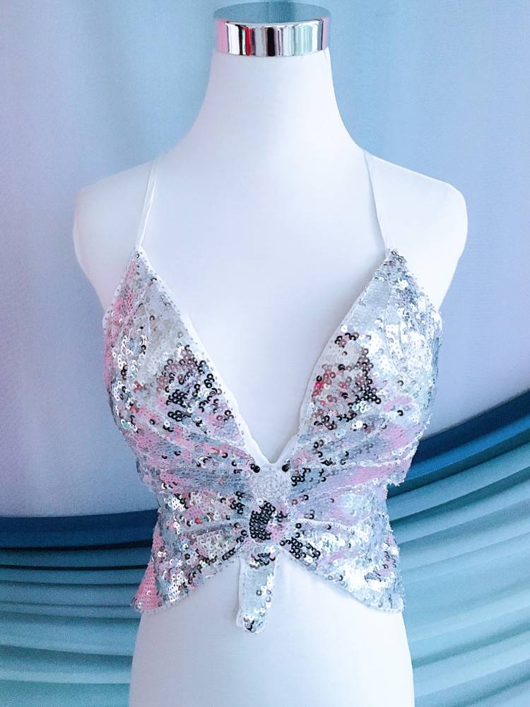 Belly Dance Driven Driven Dress Indian Dance French Sequenant Butterfly Straight Back Body Breitting Dj Women's Group Hot Girl