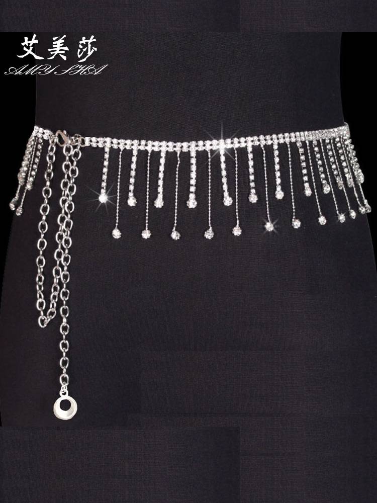 Belly Dance waist chain 2024 new jewelry drilling chain waterman dance Oriental dance preliminaries Liu Su showing belt waist seal