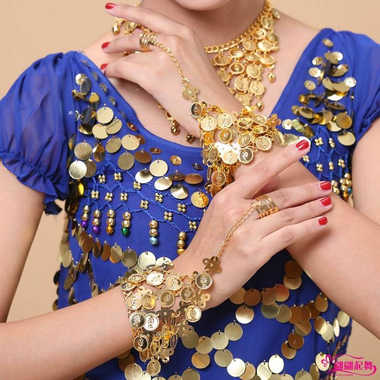 Indian Dance Performance Services Belly Dance Golden Beauty Head Terminal Necklace Card Earrings Ling Ring Bracelet