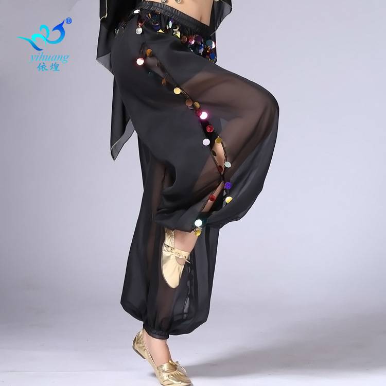 New belly dance pants dance service Indian dance watch show sequins, exercise uniforms, split wide -legged lanterns