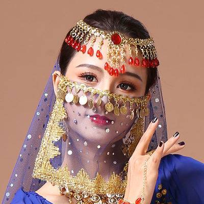 Belly dance veil plum blossom sequins Indian dance performance accessories live performance props cover noodle scarf wild female