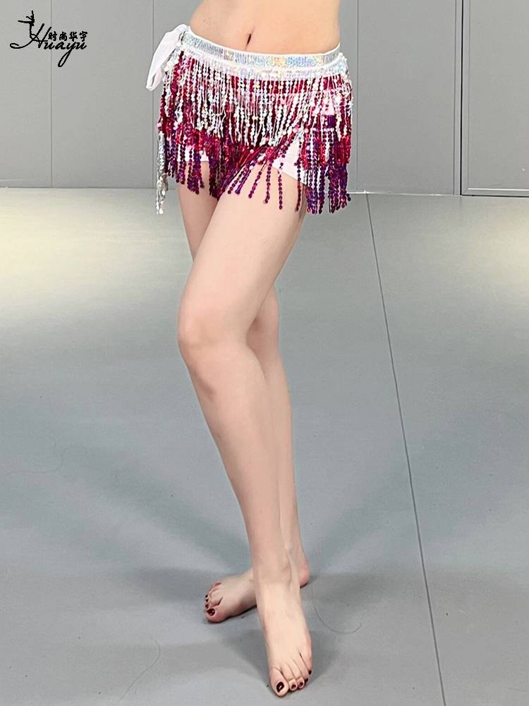 Belly dance waist chain new tassel sequin dance dance waist scarf oriental dance watch performed colorful practice, waist trim hip hipline