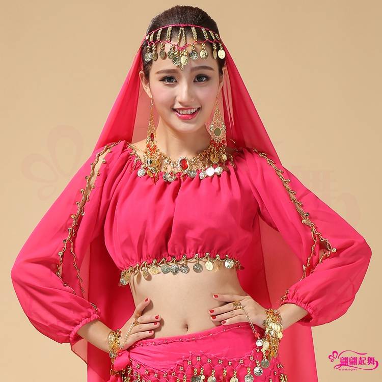 Belly Dance Clothing Indian Dance Performance Top New Belly Dance Lantern Cage Long -sleeved Practice Dress