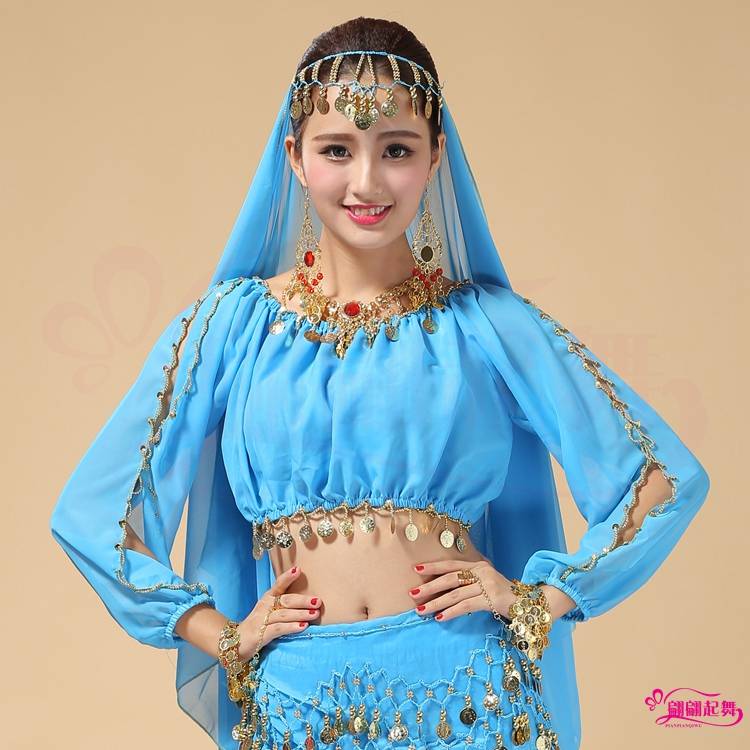 Belly Dance Clothing Indian Dance Performance Top New Belly Dance Lantern Cage Long -sleeved Practice Dress