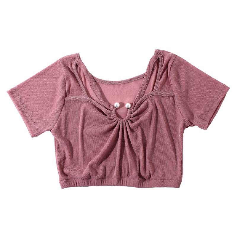 Belly dance short -sleeved shirt training juvenile beginner 2024 new sexy Oriental dance net yarn clothing large size