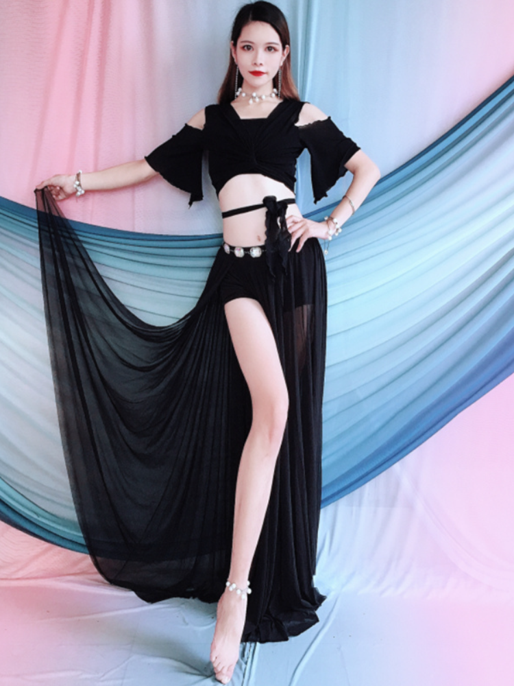 Baiya Qianhui 2024 New Belly Dance Performance Services White Set Fairy Step Big Spoke Practice Service