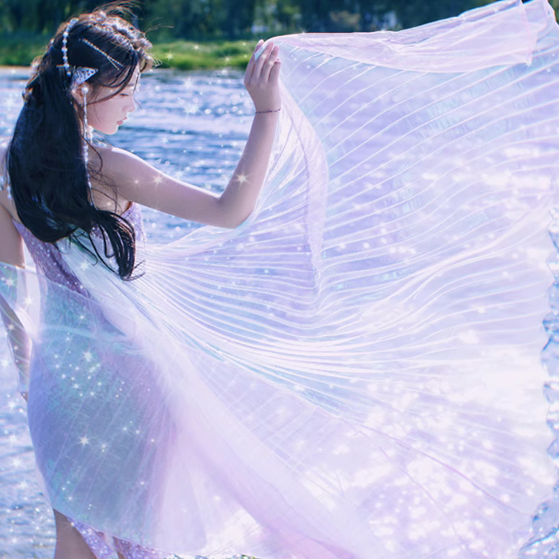 Douyin, the same adult belly dance, gold -wing transparent fantasy colorful gauze, butterfly wings, photo shooting props