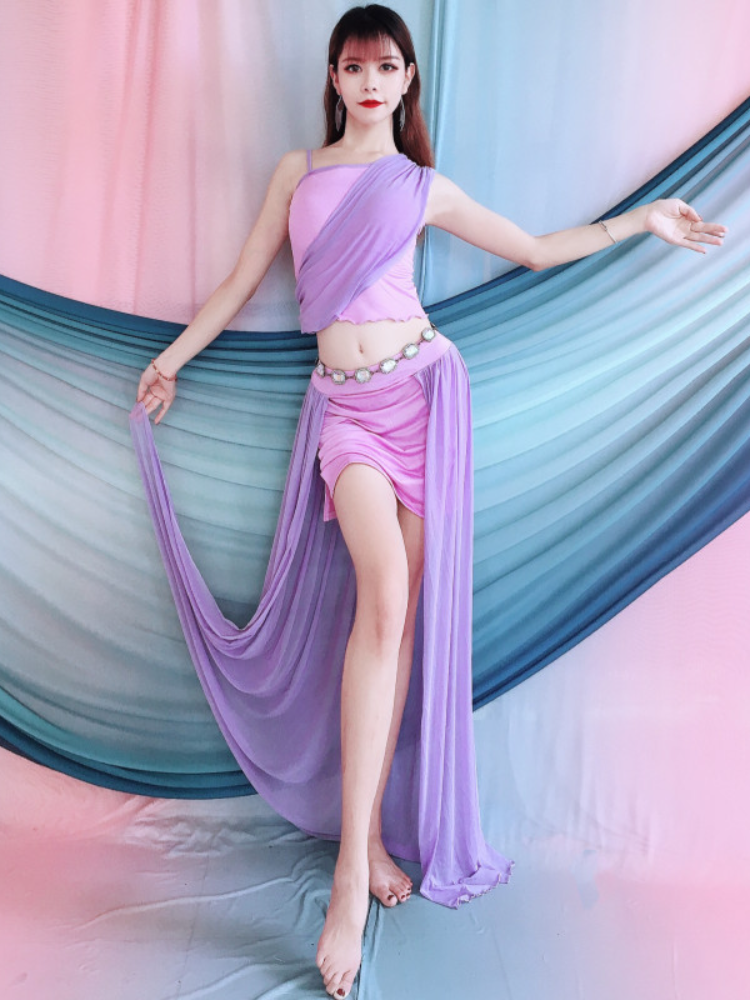 Baiya Qianhui Belly Dance Service 2024 New Candid Shoulder Gargam dress set elegant dance exercise service