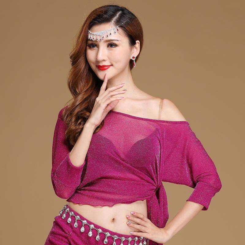 2020 new belly dance top -up exercise clothes versatile bleaching bat sleeve practitioner jersey dance clothing S0