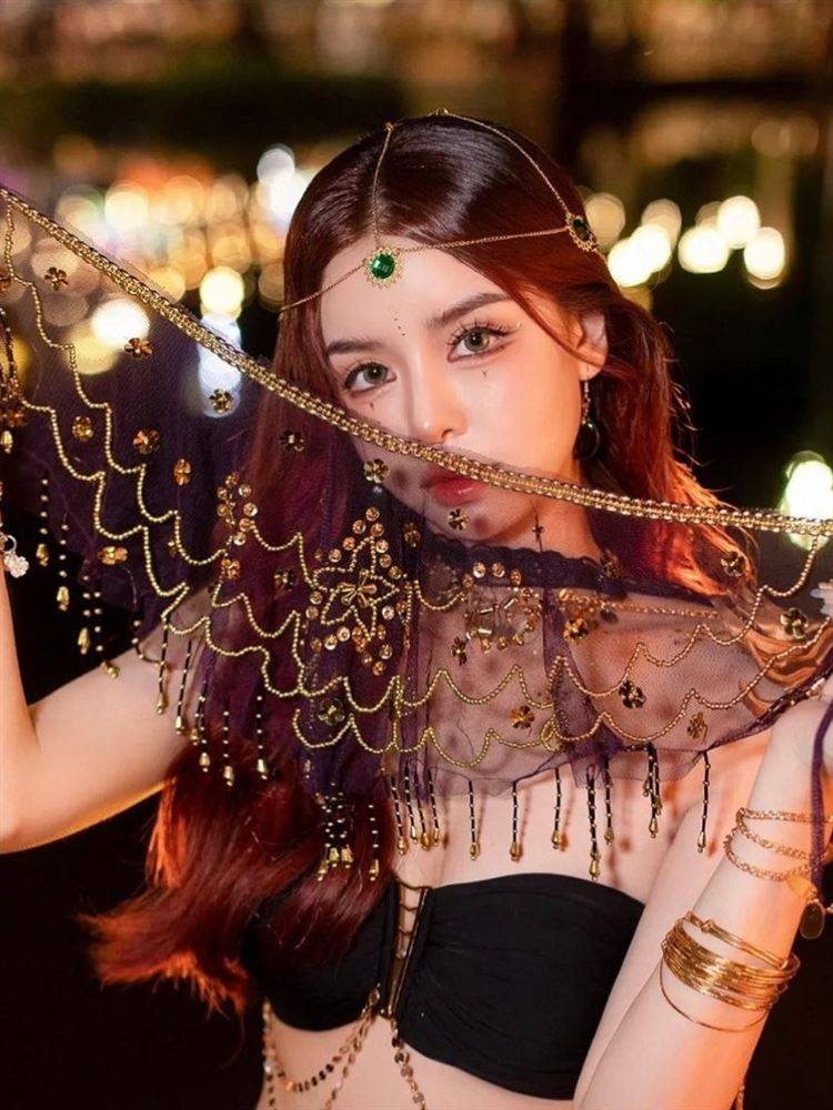 Belly dance veil exotic princess cos veil Western style dance covered face ancient style Hanfu fairy faces yarn