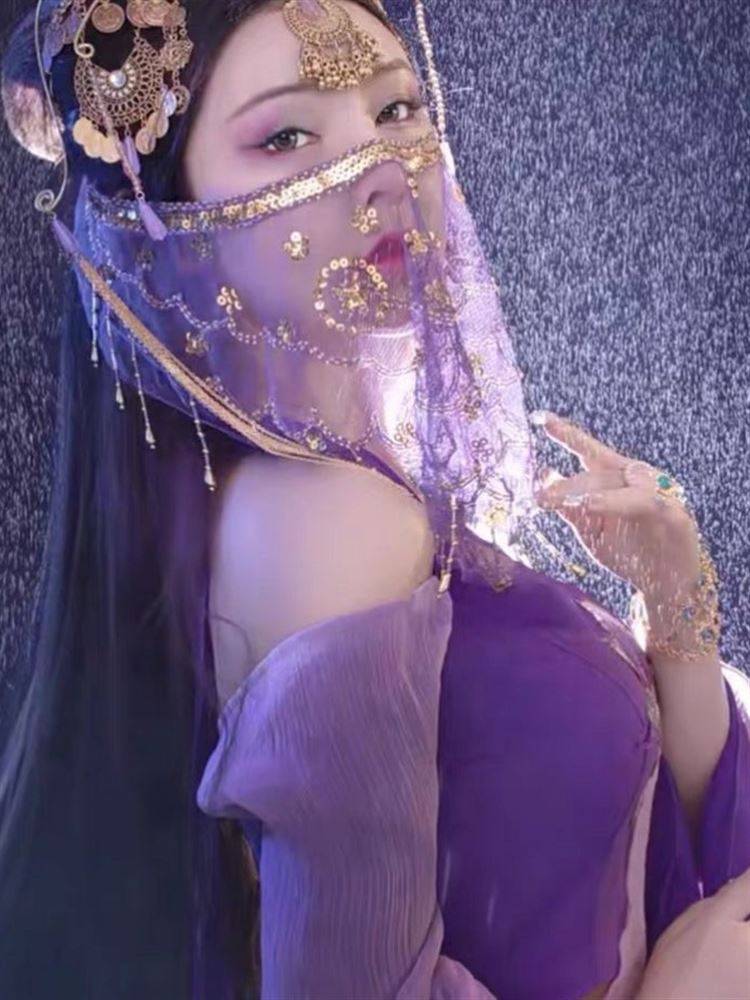 Belly dance veil exotic princess cos veil Western style dance covered face ancient style Hanfu fairy faces yarn