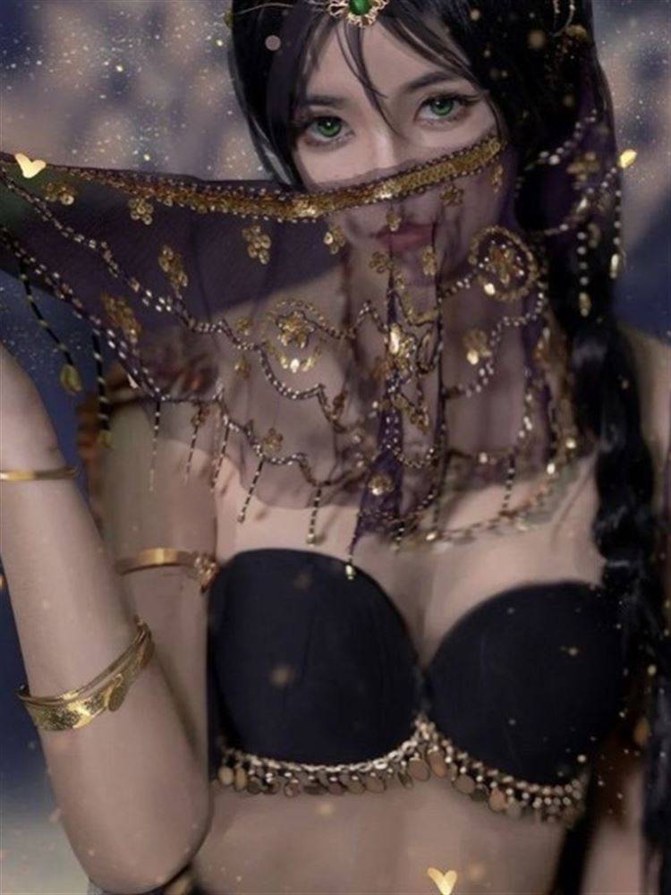 Belly dance veil exotic princess cos veil Western style dance covered face ancient style Hanfu fairy faces yarn
