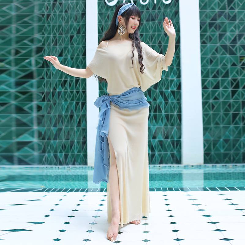 Belly dance exercises 2021 new clothing women's folk custom baladi robe performed Oriental dance dance clothing hip towel