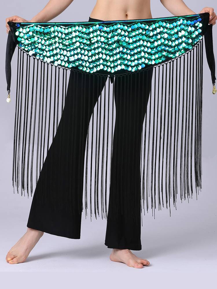 Wave sequins long streaming belly dance waist chain versatile waist seal dance performance performance sensitive chain waist chain