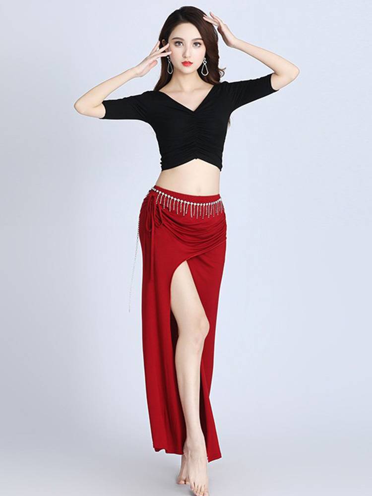 2024 new spring and summer belly dance exercises, big size dance exercise performance, top suit Moder white skirt