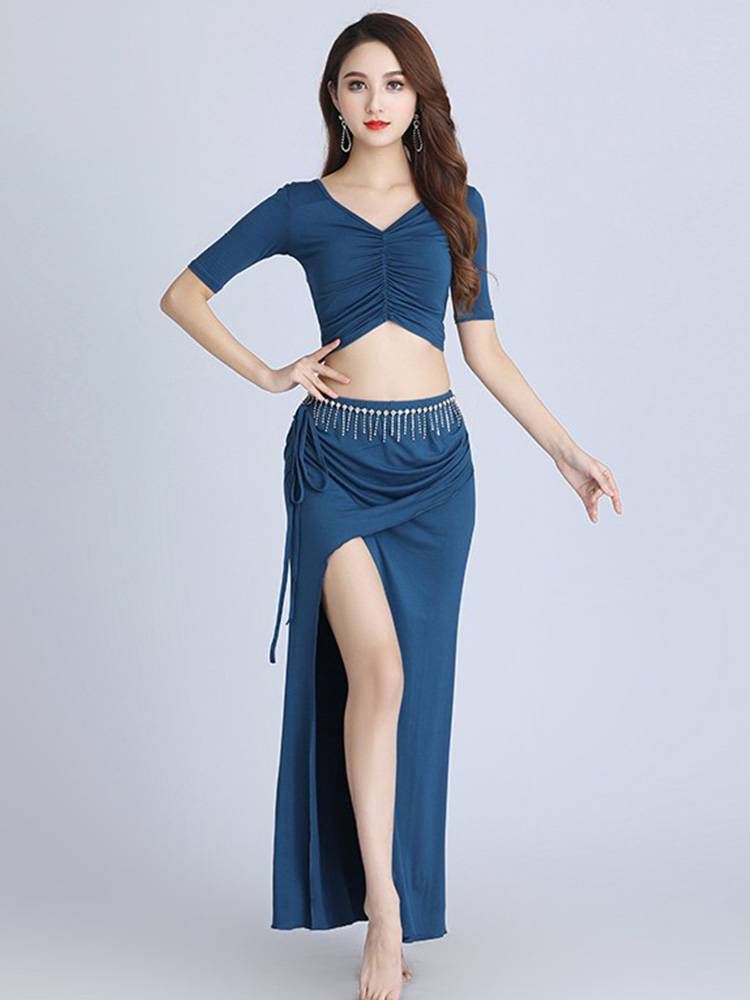 2024 new spring and summer belly dance exercises, big size dance exercise performance, top suit Moder white skirt