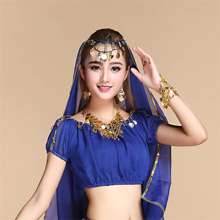 Belly dance jewelry, belly dancer, Indian dance dance veil veil, gold side hanging coin veil, belly dance headscarf
