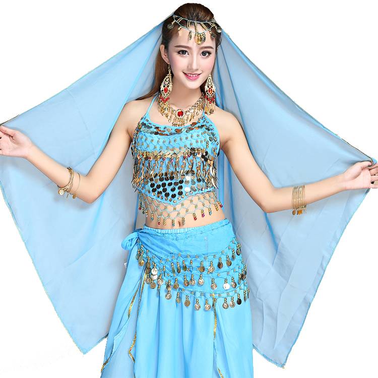 Belly dance jewelry, belly dancer, Indian dance dance veil veil, gold side hanging coin veil, belly dance headscarf