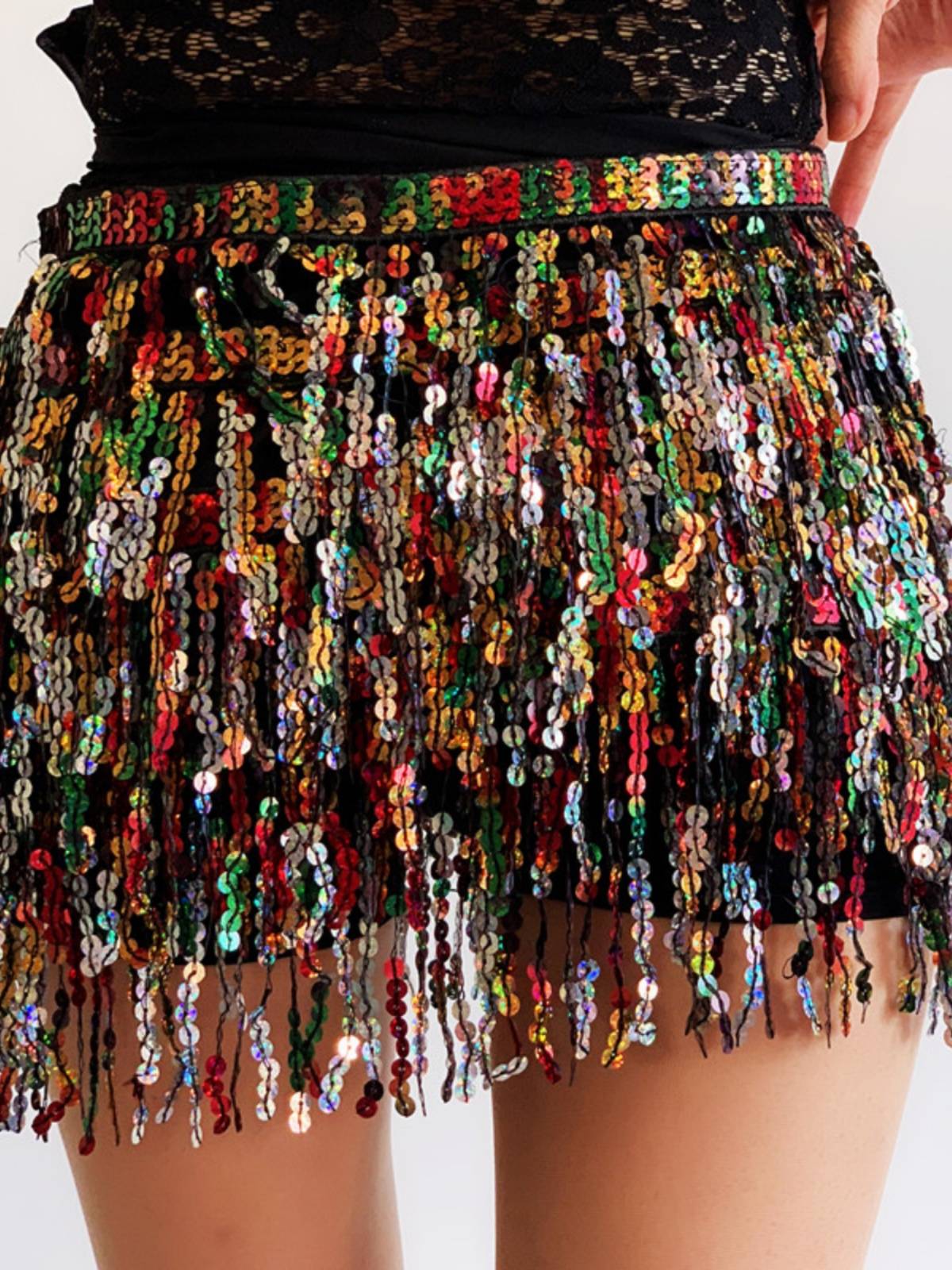 2023 new belly belly dance Latin dance four -layer encrypted sequins high -end waist chain waist towel waist skirt special offer