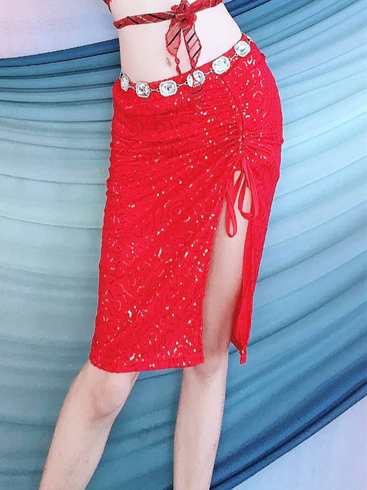 Baiya Qianhui Belly Dance Under 2024 Spring New Practice Series Performance Skirt Flash Short Skirt Skirts