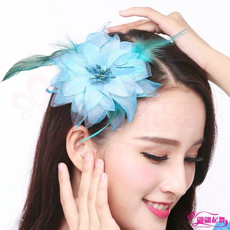 Square dance head jewelry head flower bright beads feather head plays jewelry chest flower belly dance performance