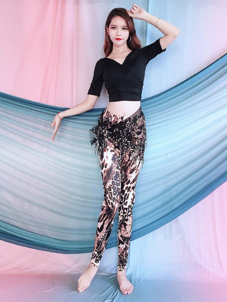 Baiya Qianhui Belly Dance 2024 New Summer Top Smart Top Smooth Pants Pants Flat Turk Tounds Practice