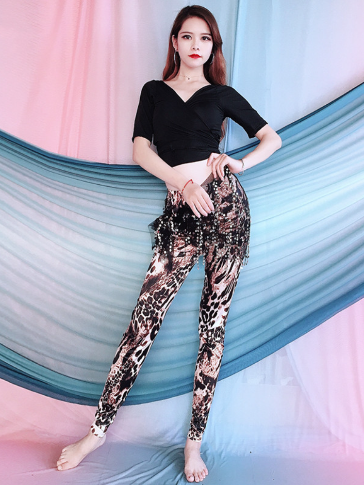 Baiya Qianhui Belly Dance 2024 New Summer Top Smart Top Smooth Pants Pants Flat Turk Tounds Practice