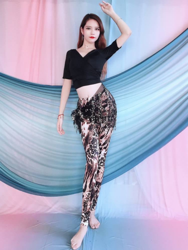 Baiya Qianhui Belly Dance 2024 New Summer Top Smart Top Smooth Pants Pants Flat Turk Tounds Practice