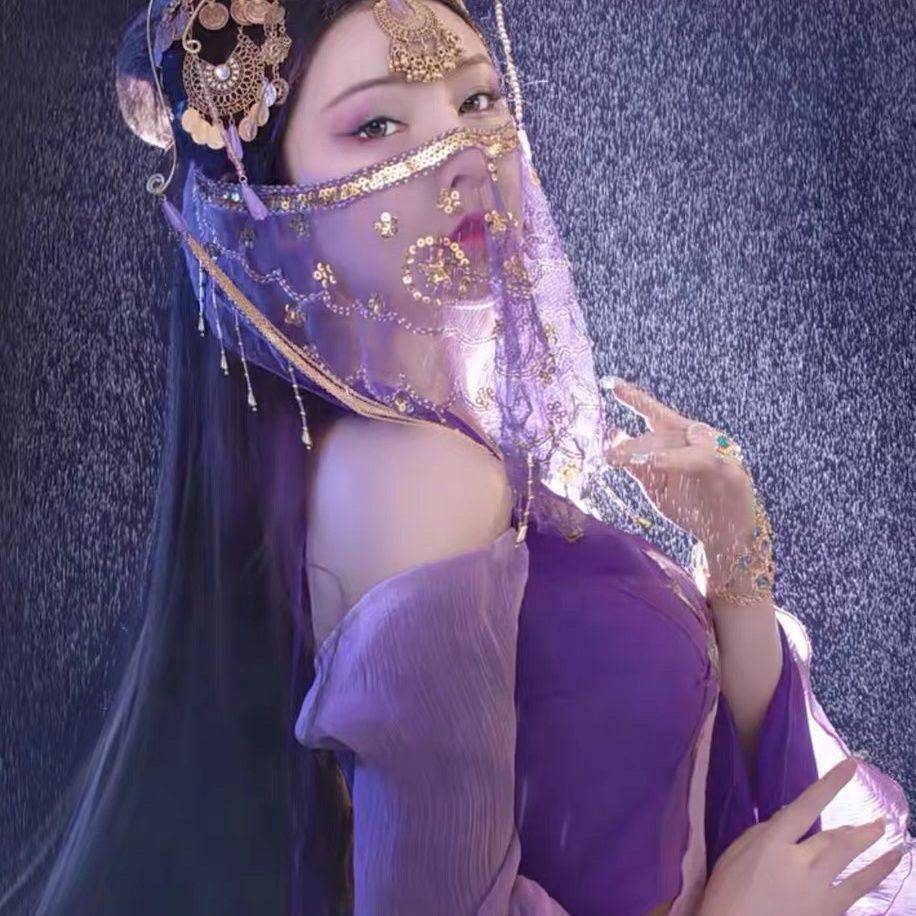 Belly dance veil exotic princess cos veil Western style dance covered face ancient style Hanfu fairy faces yarn