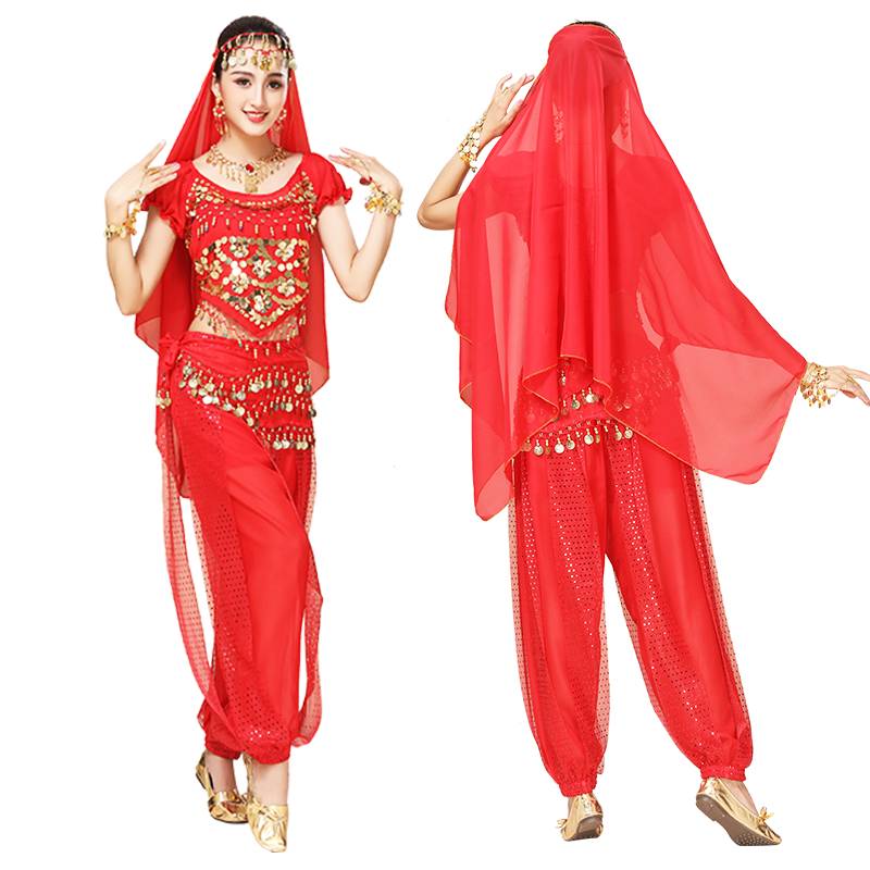 Indian dance clothing adult female belly dance performance clothing new national stage performance clothing bright pants suit