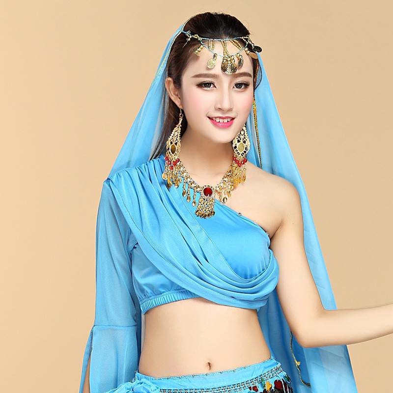 Belly dance clothing net yarn shirt Indian dance dance belly dance practice clothes performance dance dance hot diamond shirt
