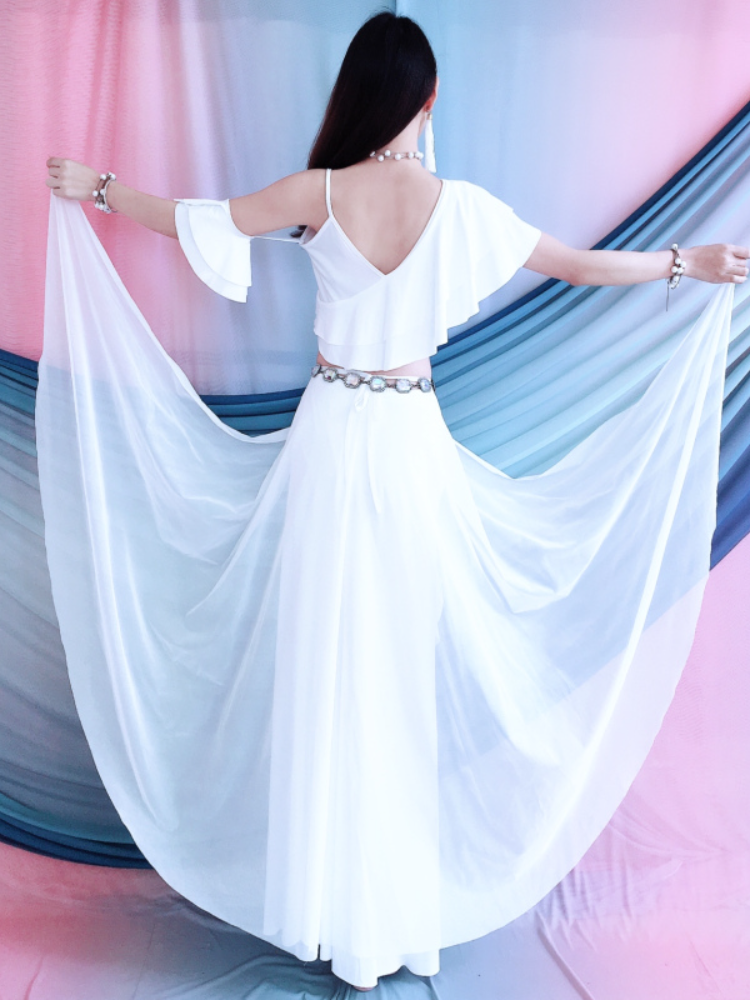 Belly Dance Performance Services 2024 New Performance Clothing Set Flowing Lotus Leaf Bringing Skirt Oriental Dance Service