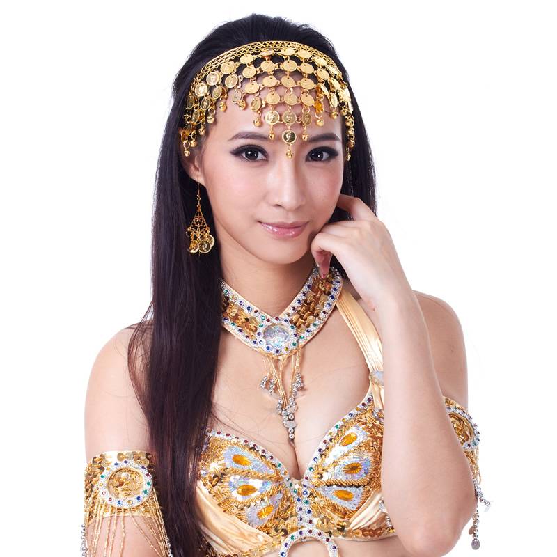 Bellyqueen's triangular belly dance hair hoeb belly dance belly dance gold coin coin coin Indian dance Sharva head hoop