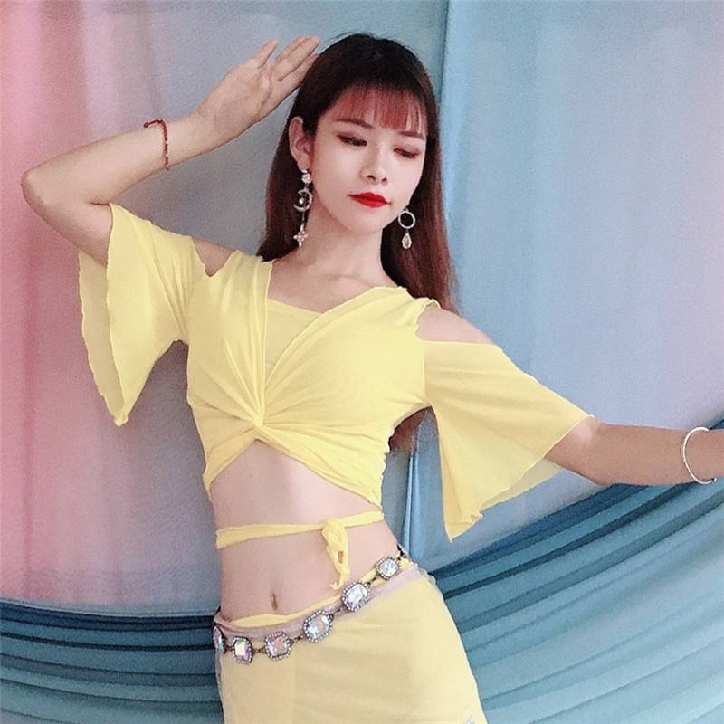 Belly dance exercises 2024 new horn sleeve mesh top female adult Xia children's watch performance order