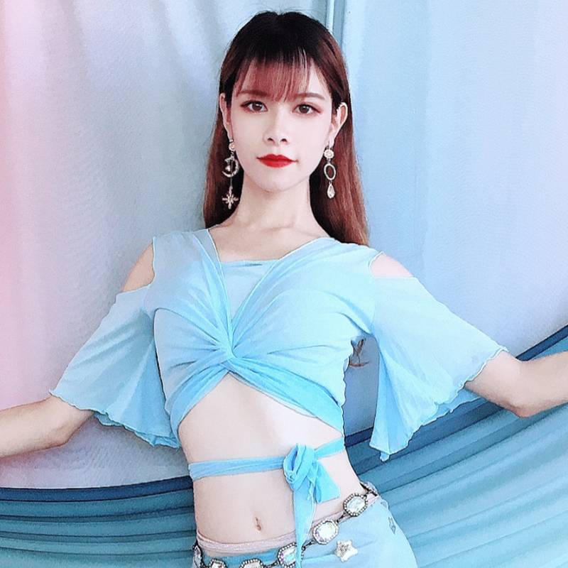 Belly dance exercises 2024 new horn sleeve mesh top female adult Xia children's watch performance order