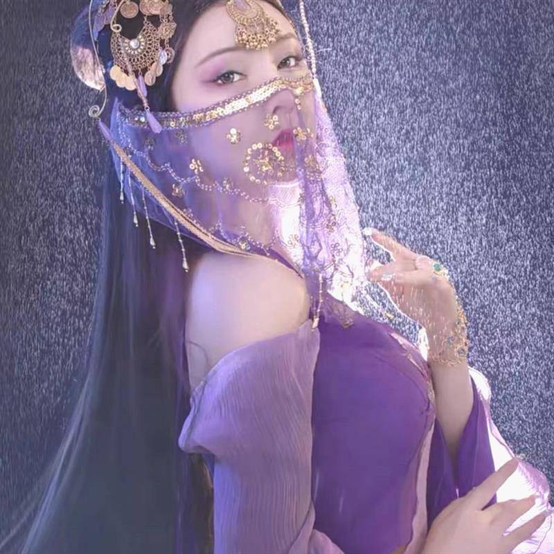 Belly dance veil exotic princess cos veil Western style dance covered face ancient style Hanfu fairy faces yarn