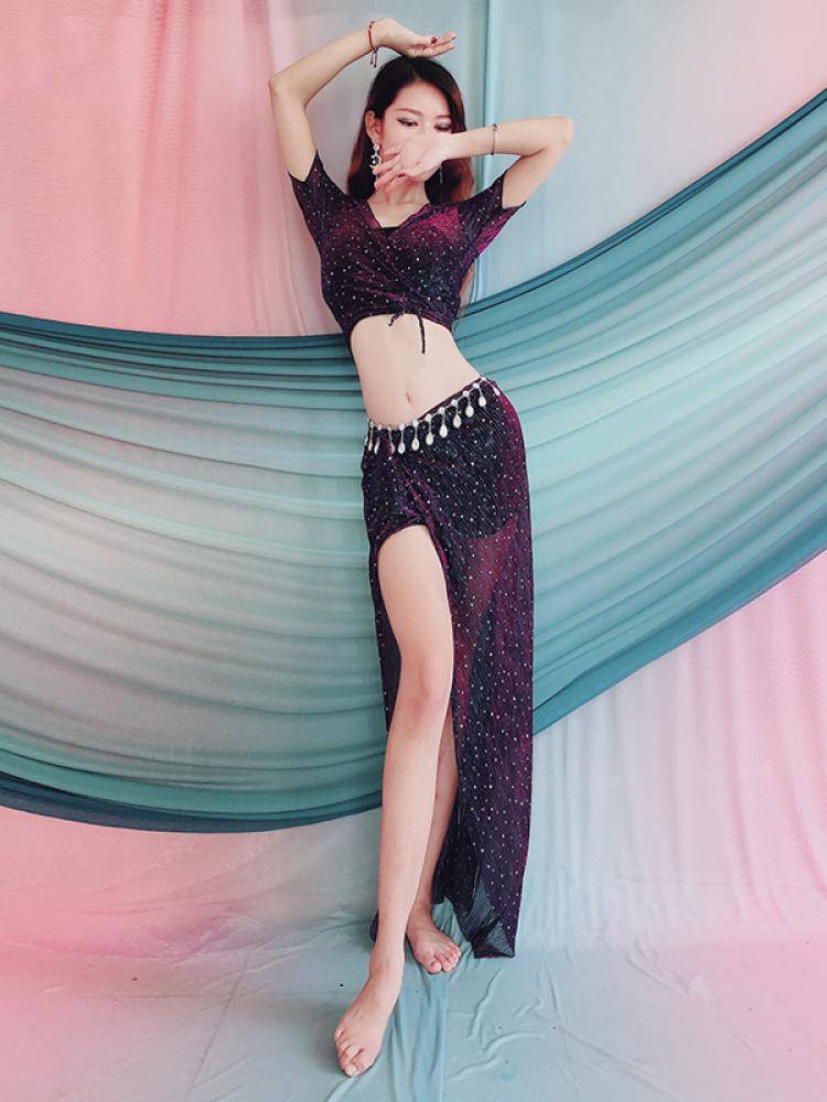 Belly Dance Clothing 2024 Spring New Leopard Stop Top Hip Scarf Oriental Dance Net Red Performance Service