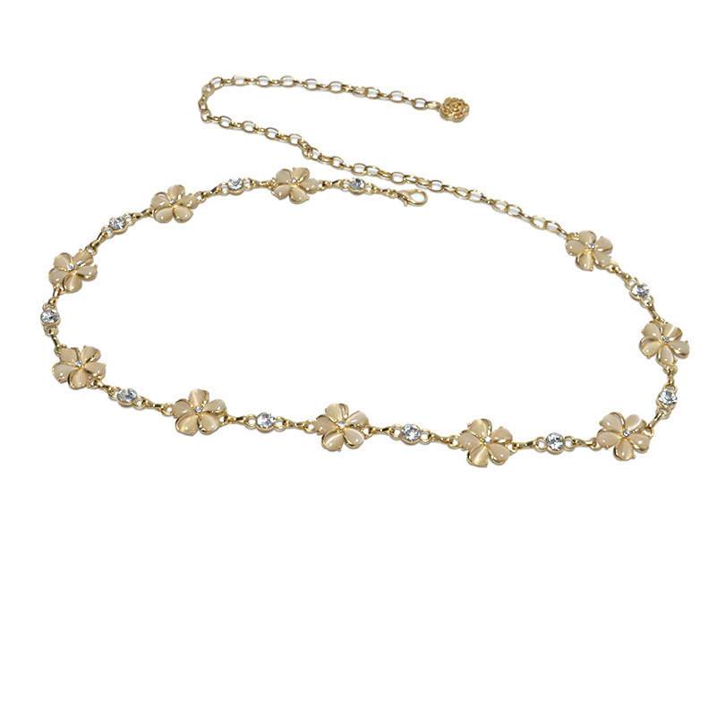 Women's metal crystal thin female sweet versatile rhinestone inlaid belly dance waist chain belt/belt/waist chain