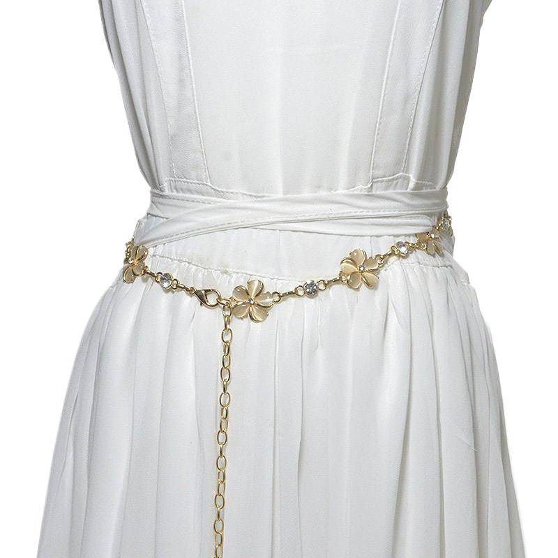 Women's metal crystal thin female sweet versatile rhinestone inlaid belly dance waist chain belt/belt/waist chain