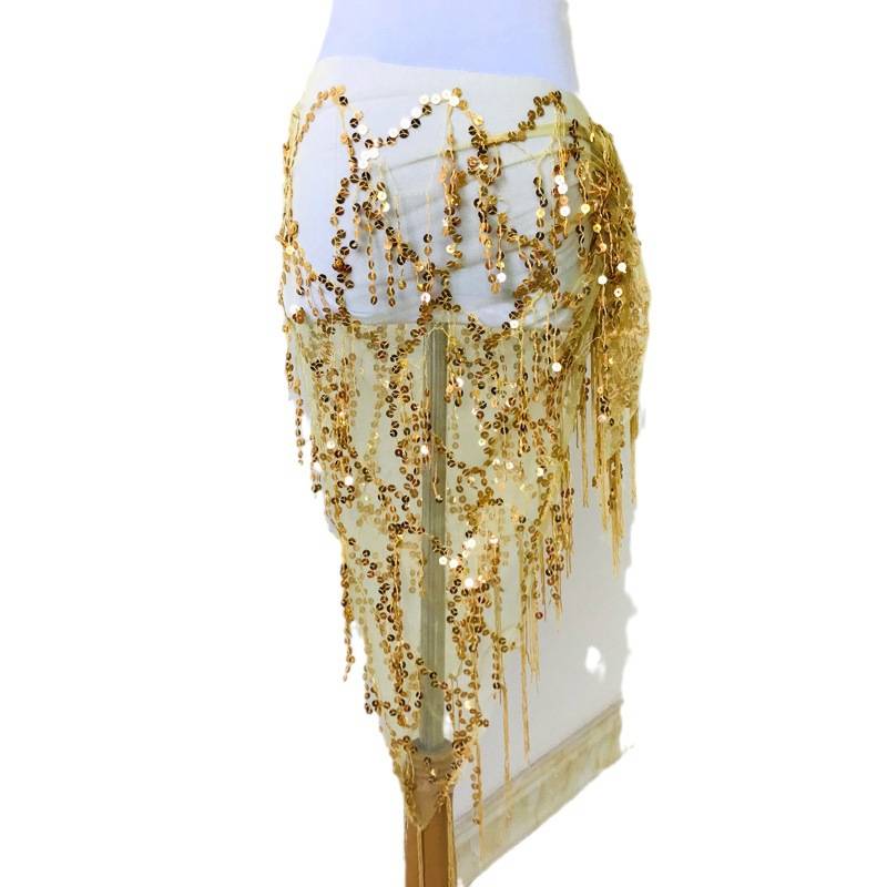 Halloween belly dance waist chain sequins streamlined dance dance performance hip towel beginners practice waist seal