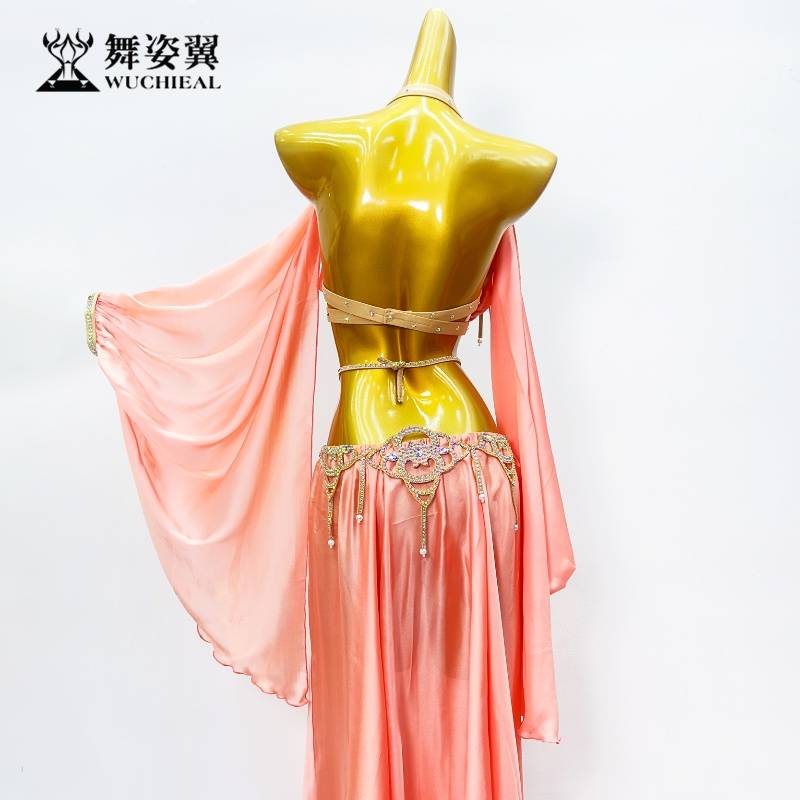 Dance posture belly dance table performance clothing female 2024 new diamonds long skirt set practice service QC3205
