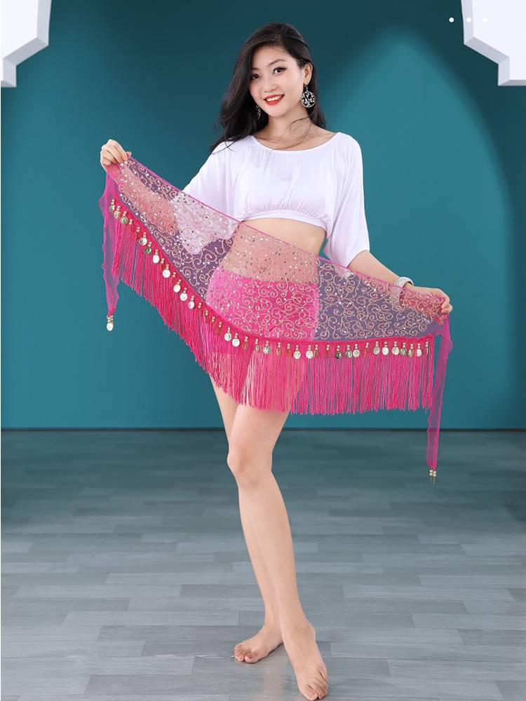 Belly dance with waist chain, colorful sequin, sanios, sotes around 2022 new dance net yarn strap women
