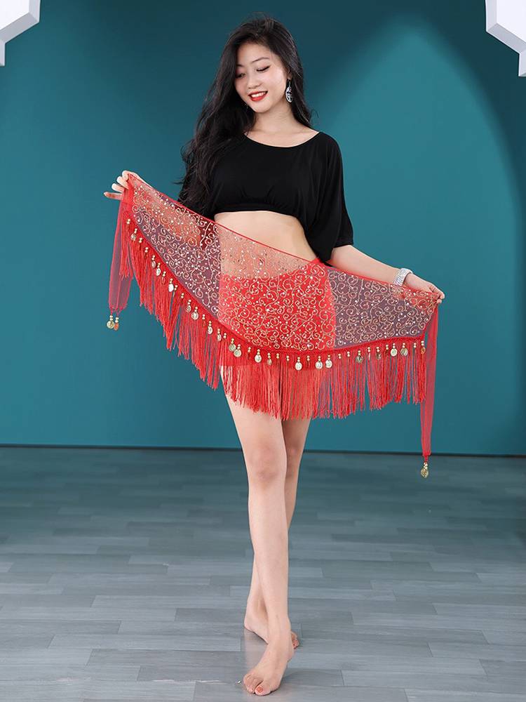 Belly dance with waist chain, colorful sequin, sanios, sotes around 2022 new dance net yarn strap women