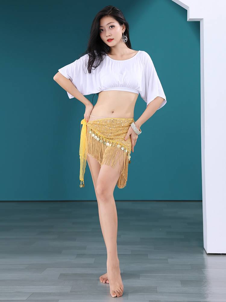 Belly dance with waist chain, colorful sequin, sanios, sotes around 2022 new dance net yarn strap women