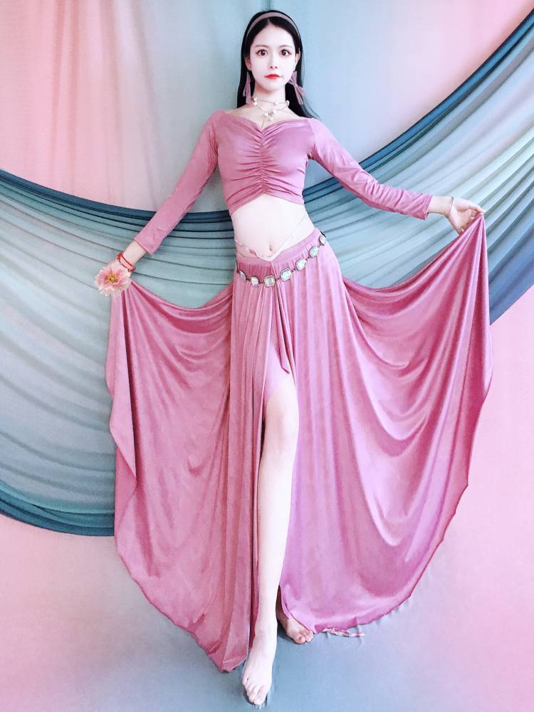 Belly dance set 2024 new sexy clothing female Oriental dance exercise juvenue beginner lotus leaf long skirt fairy