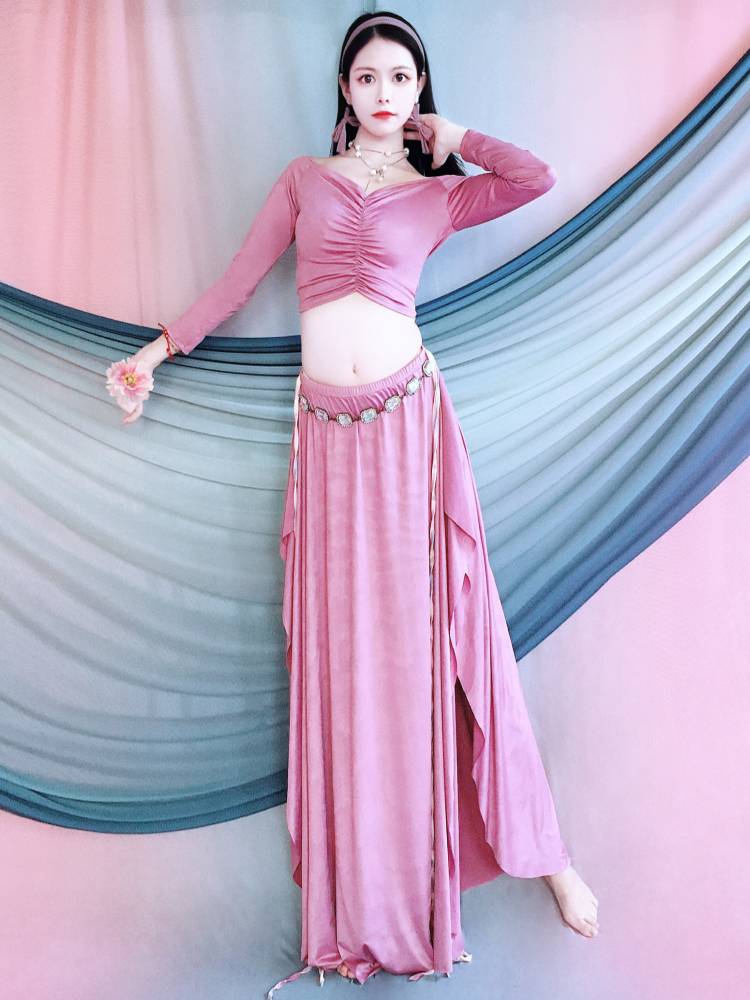 Belly dance set 2024 new sexy clothing female Oriental dance exercise juvenue beginner lotus leaf long skirt fairy