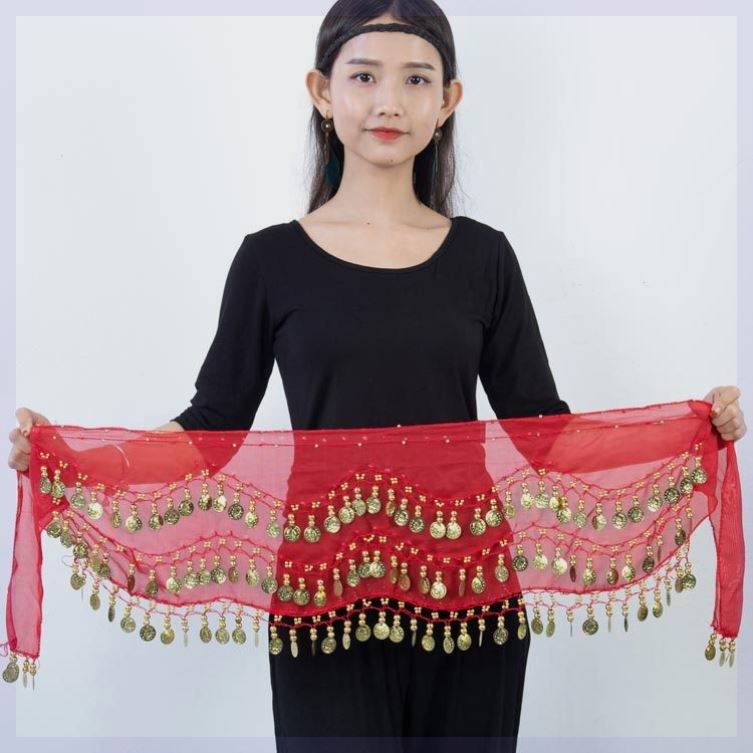 Belly dance waist chain hip scarf new streamproof belt Indian dance clothing waist towel oriental dance waist decoration female Latin waist seal