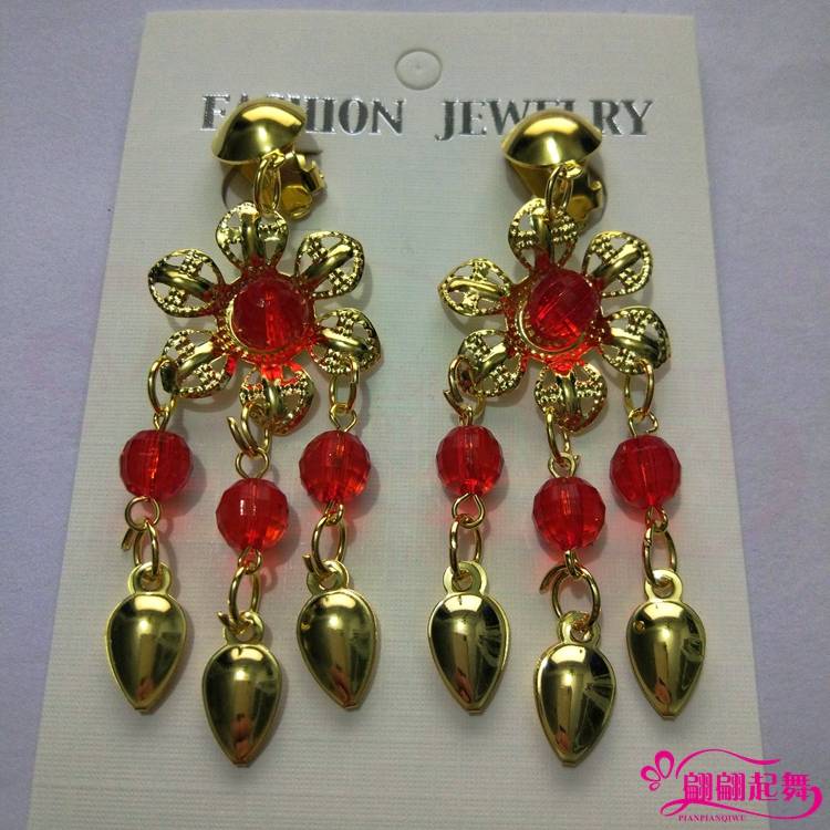 New Indian dance accessories earrings dot stage performance earrings belly dance gem clip ear hook earrings